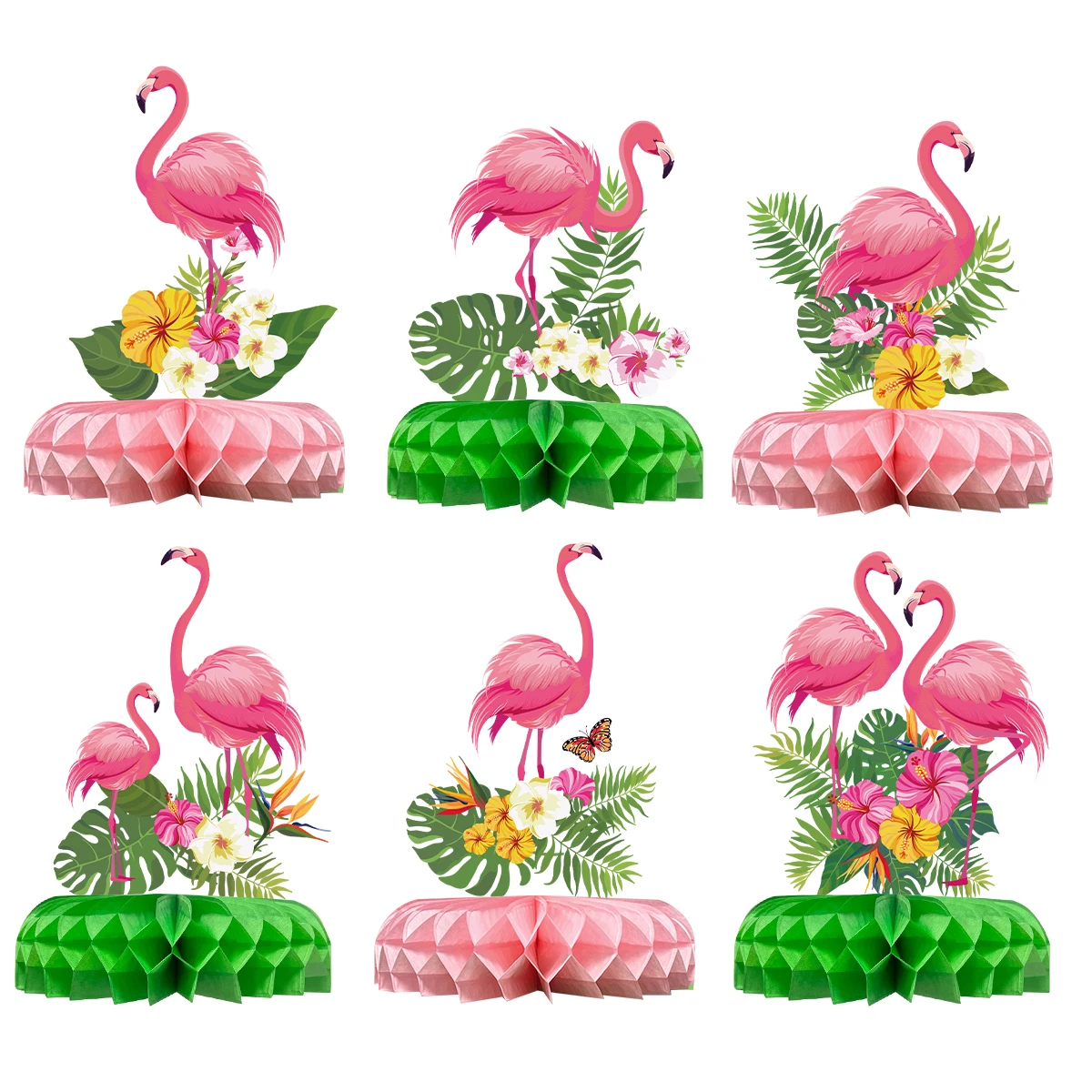 Pink Flamingo Honeycomb Ornaments Flamingo Birthday Party Decoration Hawaii Tropical Summer Party Supplies Hawaiian Party Decor