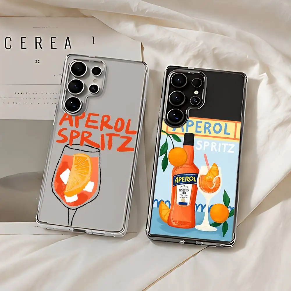 Cool Aperol Spritz Silicone Phone Case For Samsung Galaxy S21 S22 S23 S24ULTRA S25ULTRA FE Ultra Plus5G A52S S26 Cover
