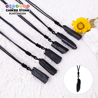 1PC Natural Crystal Gemstone Black Tourmaline Irregular Shape Raw Stone Pendant Necklace Healing Stone Accessories