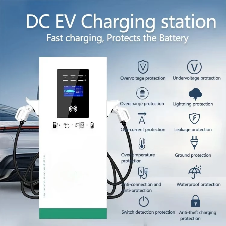 Liquid Cooling DC Fast EV Charging Station 60kw-240kw Double Guns Floor-Mounted OCPP1.6 IP54 Card/APP/POS CCS2/CHAdeMO