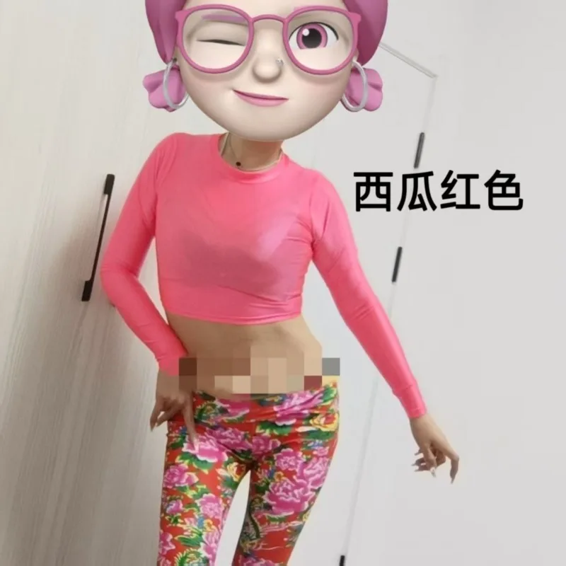 Haut court moulant à manches longues, brillant, coupe cintrée, couleur unie, mode coréenne, Sexy, serré, côtelé, Streetwear, fête décontractée