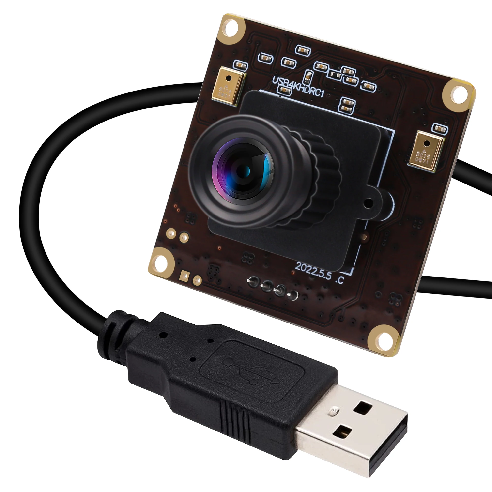 

ELP Ultra HD 4K Autofocus Camera Module with Microphone No Distortion Lens USB 4K Webcam 30FPS IMX415 Sensor Mini Audio Camera