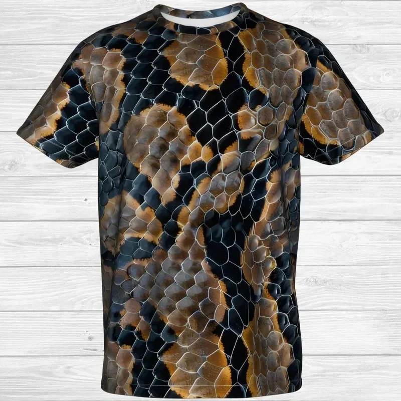 2025 New Year Snake Animal Scales Scary Personality Street Cosplay Costume Unique 3D Printed Graphic Crewneck T-shirt