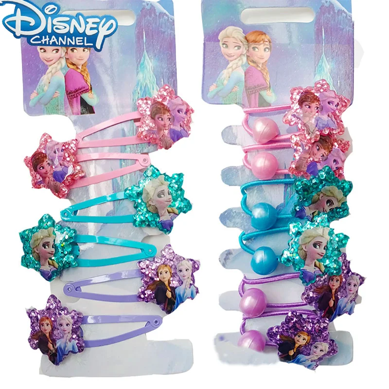 Disney Frozen Princess Elsa Hair Accessories for Girl Leather Band BB Clip Sparkly Powder Resin Accessories Christmas Decoration