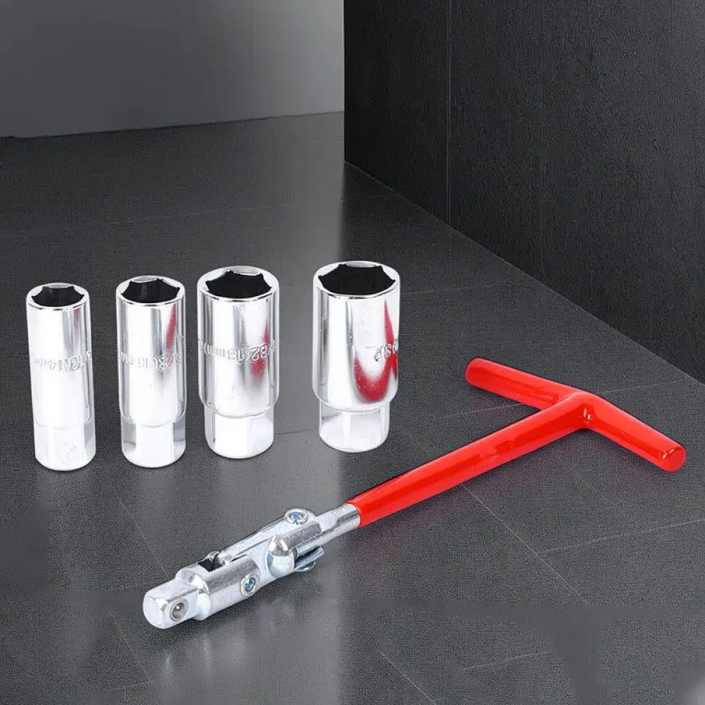Automotive Spark Plug Removal Socket Wrench T Handle Universal Carbon Steel Manual Tool For Engine Maintenance Repair