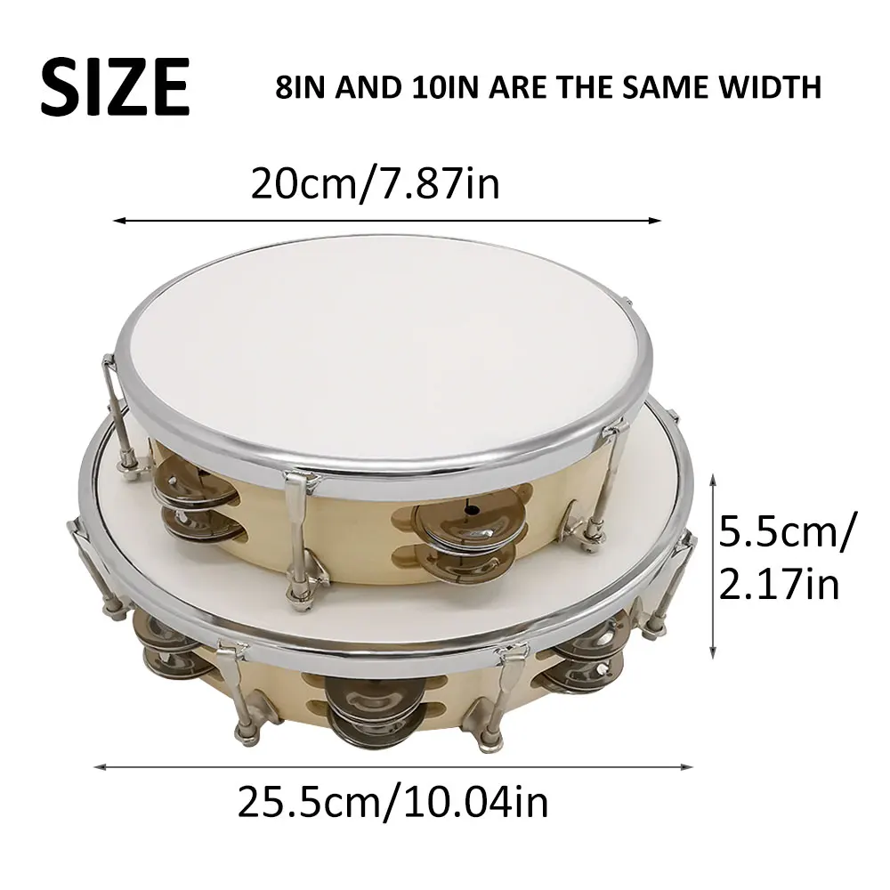 8/10 بوصة الدف صف مزدوج الأناشيد المعدنية باليد الدف طبل آلة موسيقية #2