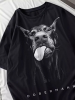 Doberman T-Shirts Women Dog Print Tops Summer O-Neck Oversize T Shirts Casual Soft Short Sleeve Tees Street Women Clothes
