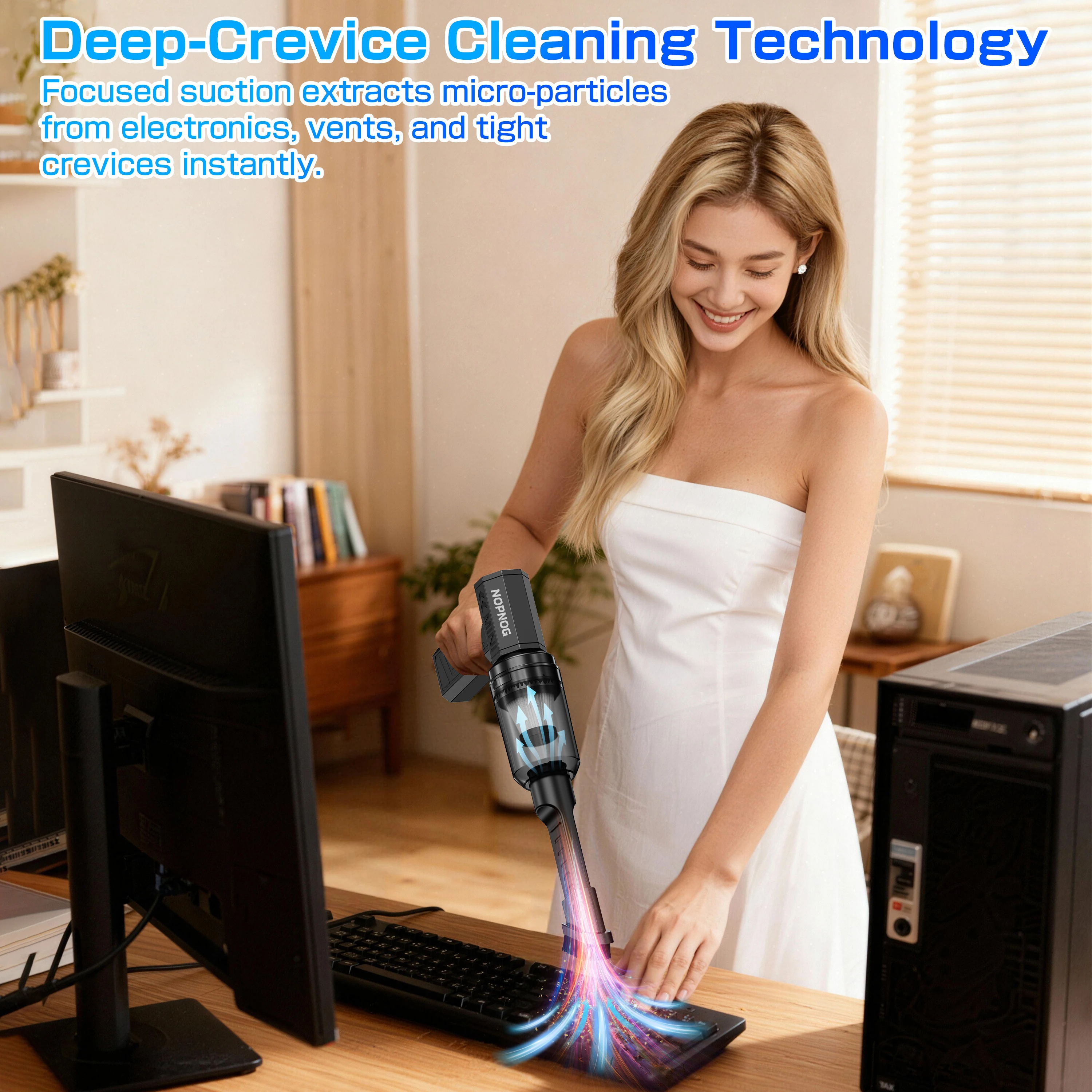 Aspiradora de Teclado para Computadora, Herramienta de Limpieza con Ventilador Turbo, Soplador de Aire Eléctrico, Secador de Pelo, Ventilador de Chorro Potente para Coche, RV, Hogar, Exteriores, Camping, Accesorios Uni