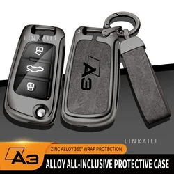 Stylish zinc alloy car key case protective case suitable for Audi A3 8P 8L S3 RS3 Q3 Q7 LOGO remote control protector accessorie