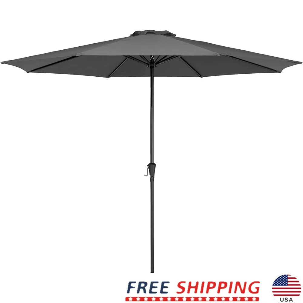 

11ft Patio Umbrella with Crank Heavy Duty Umbrella 8 Ribs Shade Outdoor Garden Pool Deck Events