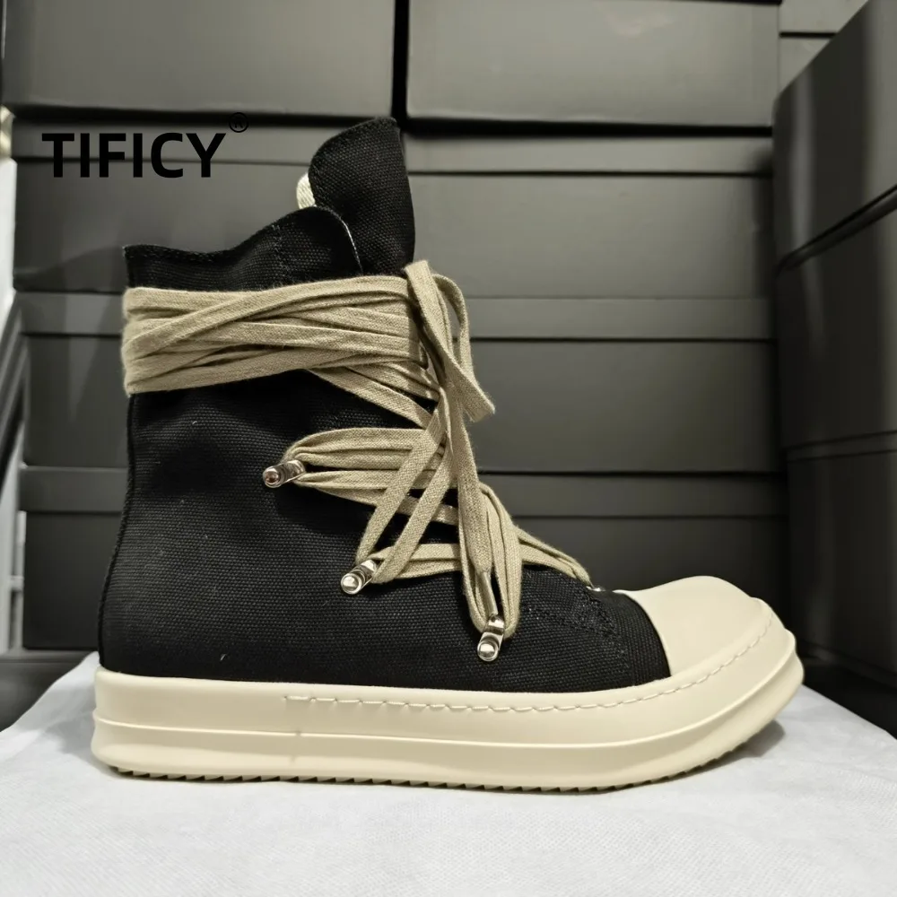 

Ro Style Spring and Summer Men's New High Top Strap Canvas Shoes Breathable and Non Slip Fashionable Casual Board Shoes