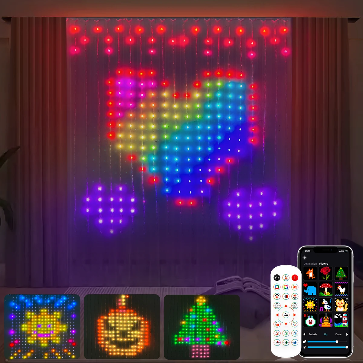 

Светодиодный занавес, окружающее освещение, строка RGB, программируемая умная лампа, цепочка, 100 светодиодов сцены, USB 5 В, рождественский домашний декор в виде амбинета