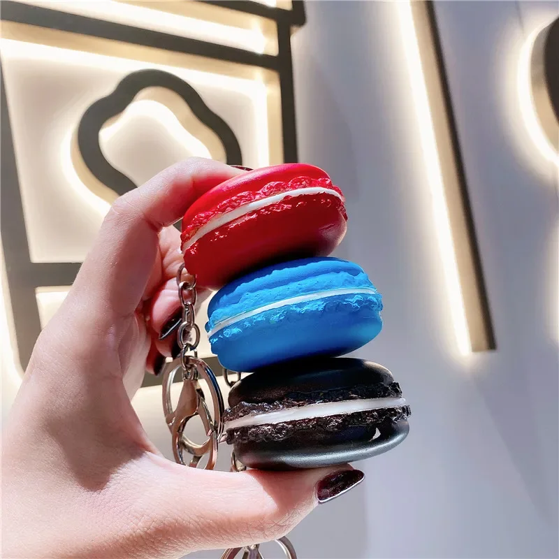 New Creative Macaron Key Chain Simulation Fashion Food Macaron Model Lovers Trend Dim Sum Car Bag Mobile Phone Pendant Gift