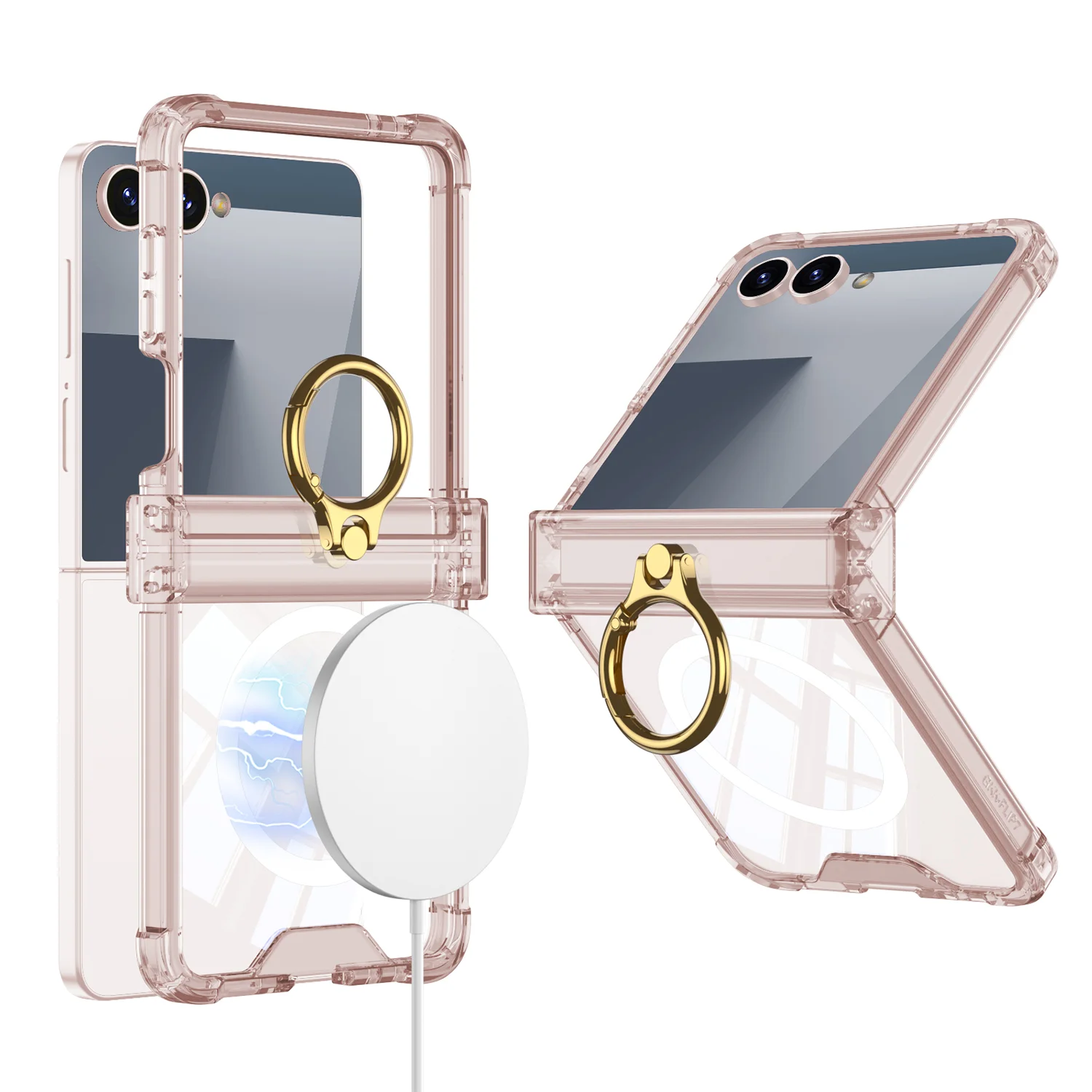 Anti Collision Airbag Ring Holder Magnetic Phone Case Suitable For Samsung Galaxy Z Flip 7 6 5 5G Anti Fall Protection Cover