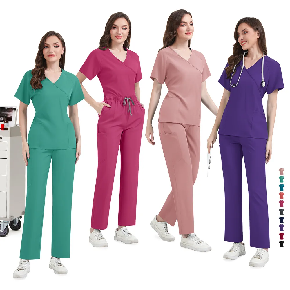 

Slim Fit женская медицинская униформа больничные женские скрабы наборы врачей хирургические халаты стоматологический салон красоты спа спецодежда для домашних животных одежда