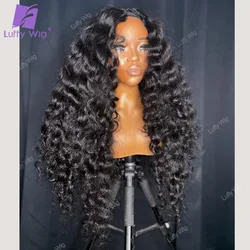 Long Curly V Part Wig Human Hair Brazilian Remy Thin VPart Wigs No Leave Out Middle U Part Wig Glueless For Black Women LUFFY