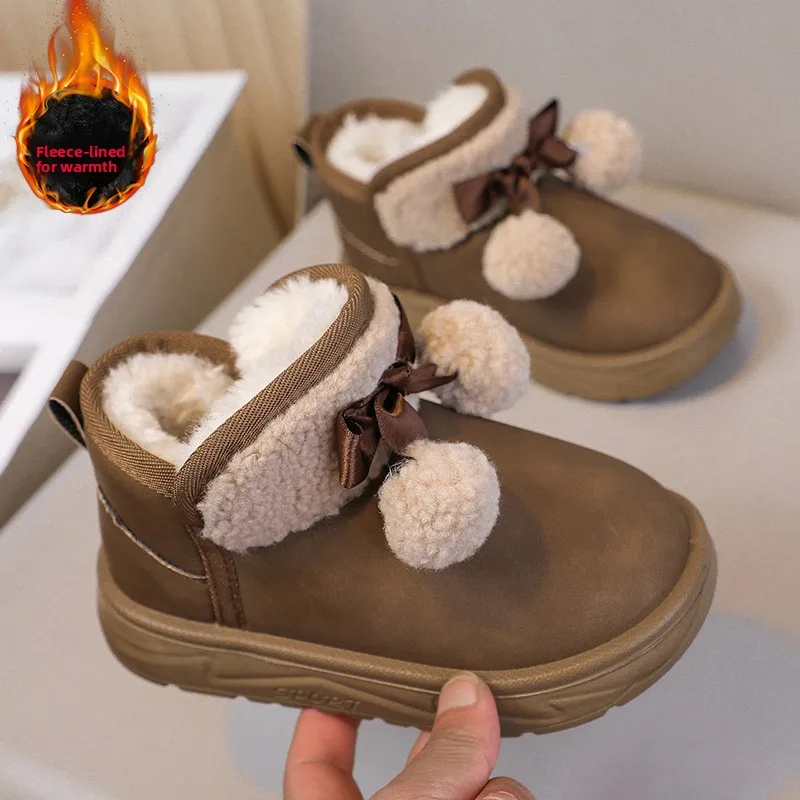 2026 New Girls Snow Boots Winter Comfortable Thick Warm Kids Boots Thick Children Autumn Cute Boys Boots Princess Shoes 27-38
