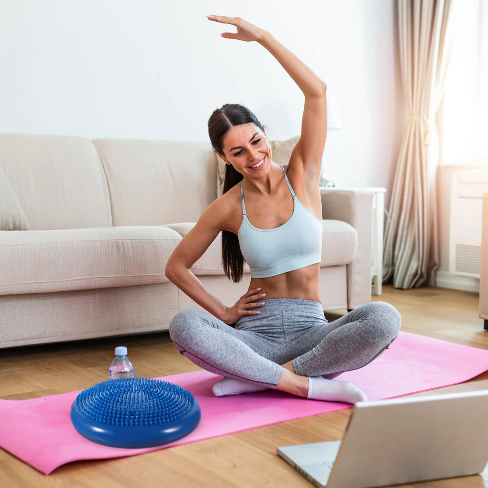 

Inflatable 13 Inch Wobble Cushion Purple Ergonomic Seat Core Stability Fitness Training Relieves Pain Improves