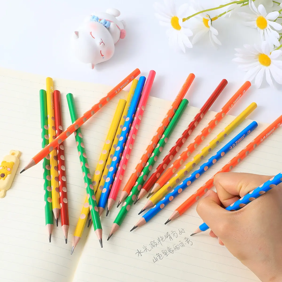 12 Pcs Hole Wooden Pencils HB,2B Pencils, Pre-sharpened,Smooth Writing, Suitable for School, Office, Drawing, Free sharpener