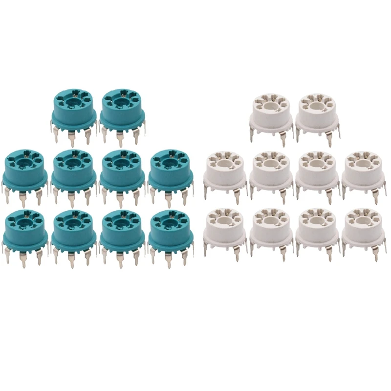 B & W 진공관 소켓 밸브 베이스, 7 핀, 6J1, 6Z4, 6X4, 12AE6, 6AT6, 6BK6, 12AV6, 6AQ6, 6J5, 10 개, 블루 및 화이트, 20 개