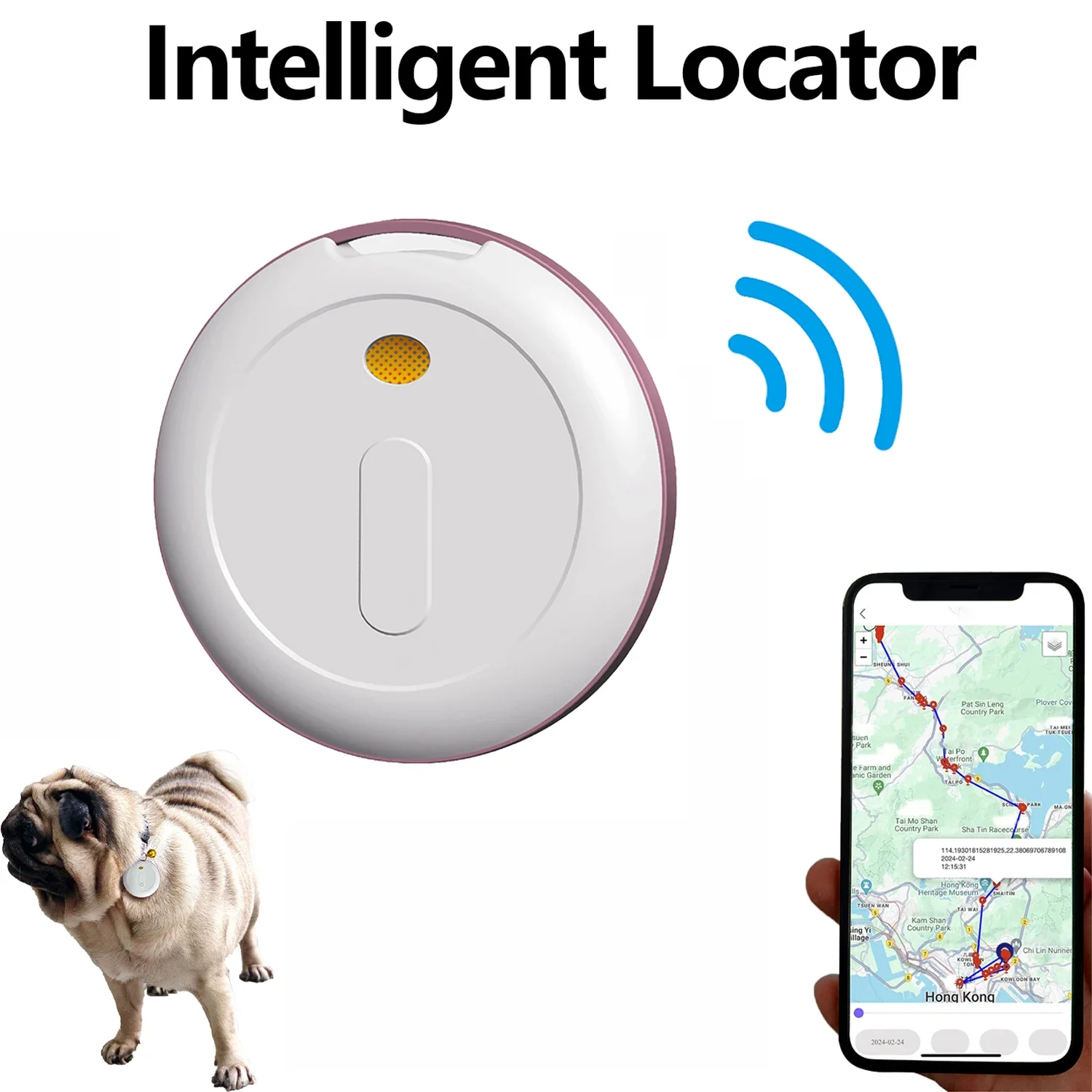 

Pet GPS Global Locator for Apple Wireless Dog & Cat Anti-Lost Reminder 365 Days Duration Compatible with Find My
