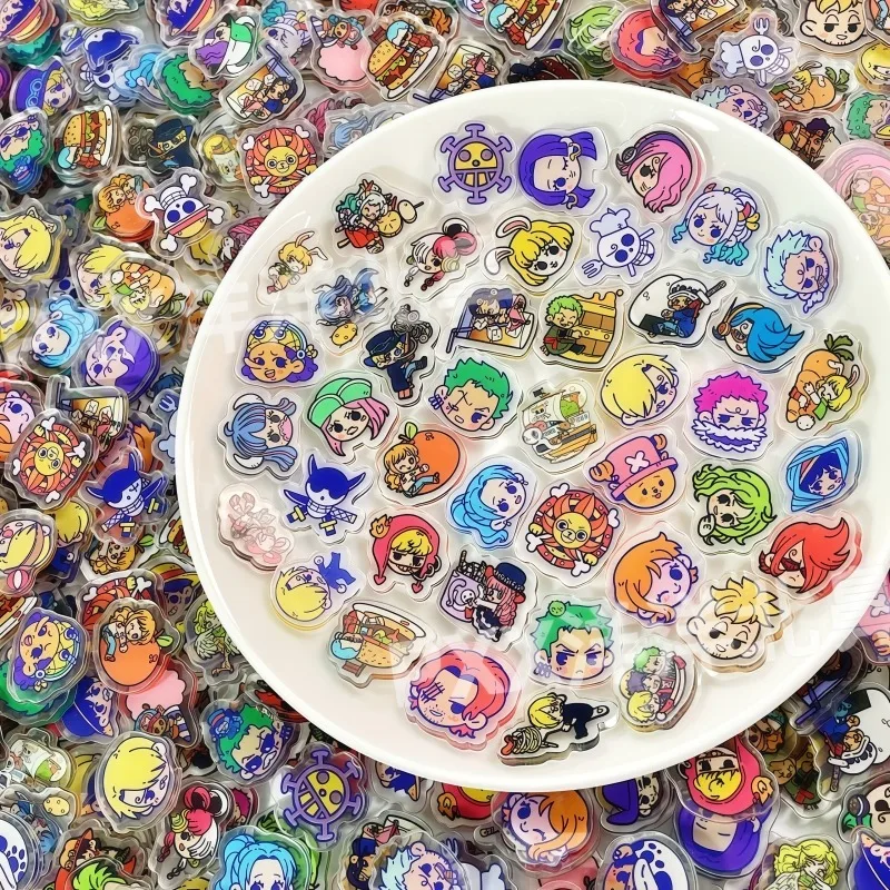 100 Stück One Piece 2cm Einlagige Acryl-Figuren Cartoon Anime Zubehör für Anime-Conventions DIY Bastelbedarf Shakey Spielzeug