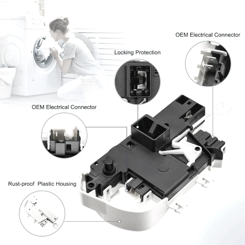 آلية قفل باب الغسالة المزلاج تجميع إكسسوارات الغسالة