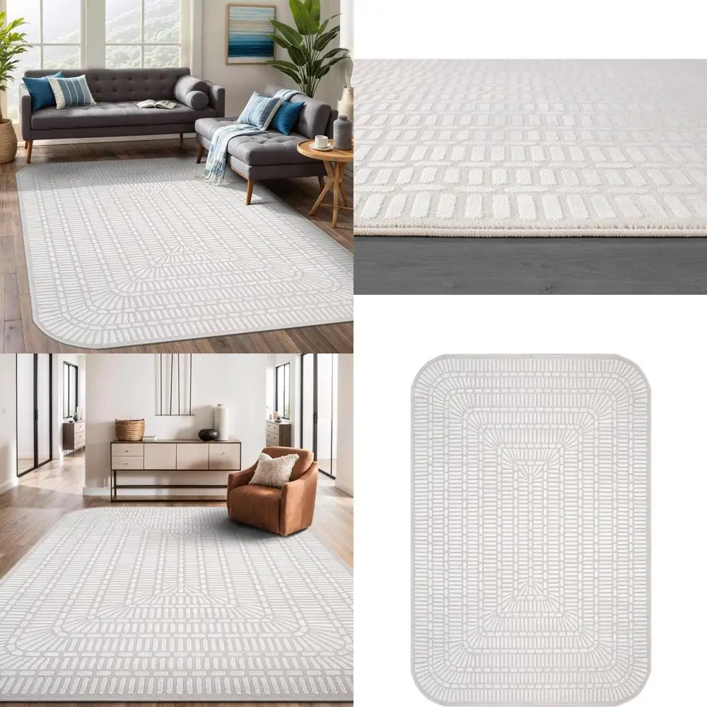

Beverly Rug: Modern Geometric 8x10 Area Rug with Low-High Pile, Durable and Soft Abstract Grid Design for Living, Dining Rooms,
