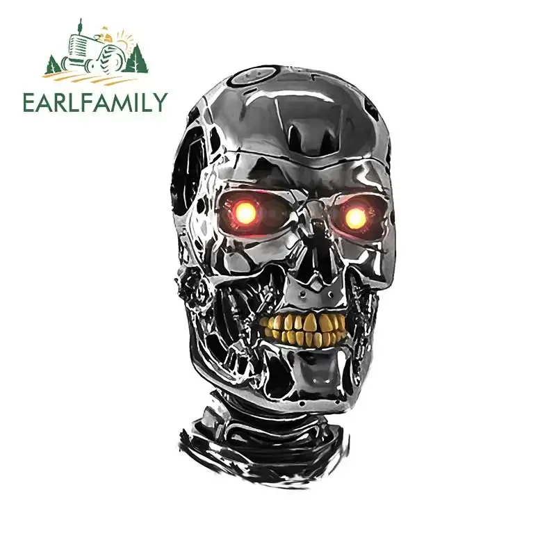 EARLFAMILY 13cm x 6.9cm for Terminator Head Fine SUV Car Stickers Waterproof Scratch-proof Sticker Bumper Decoration DIY Decal