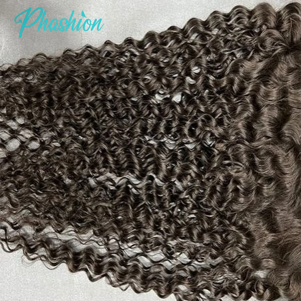 Phashion-encaje rizado profundo con bordes rizados para bebé, encaje Hd Real, piel de fusión, Frontal completo, solo cabello humano, 26, 28 pulgadas, 13x6, 6x6