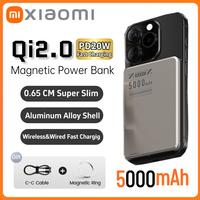 Xiaomi Super Slim Magnetic Power Bank 5000mAh Alloy Shell Battery Qi2 Fast Charging PowerBank For iPhone 16 15 Samsung 2025 New