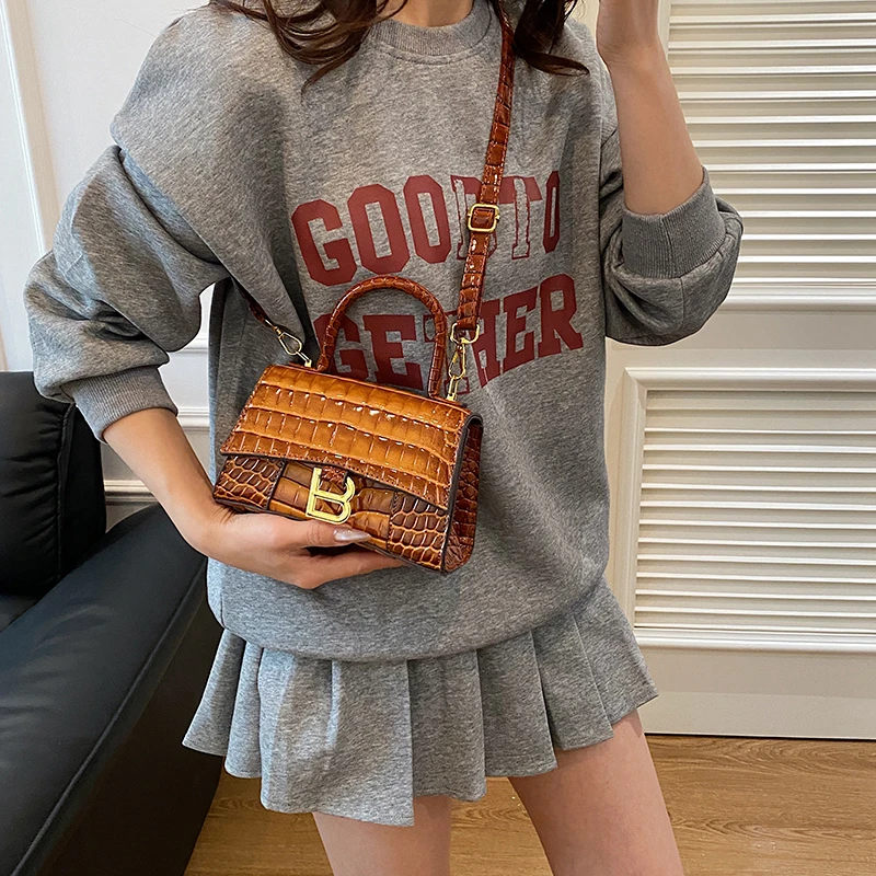 

Elegant Ladies Shoulder Bag Embossed Faux Leather Tote with Gold Hardware Perfect for Business Meetings Events and Shopping