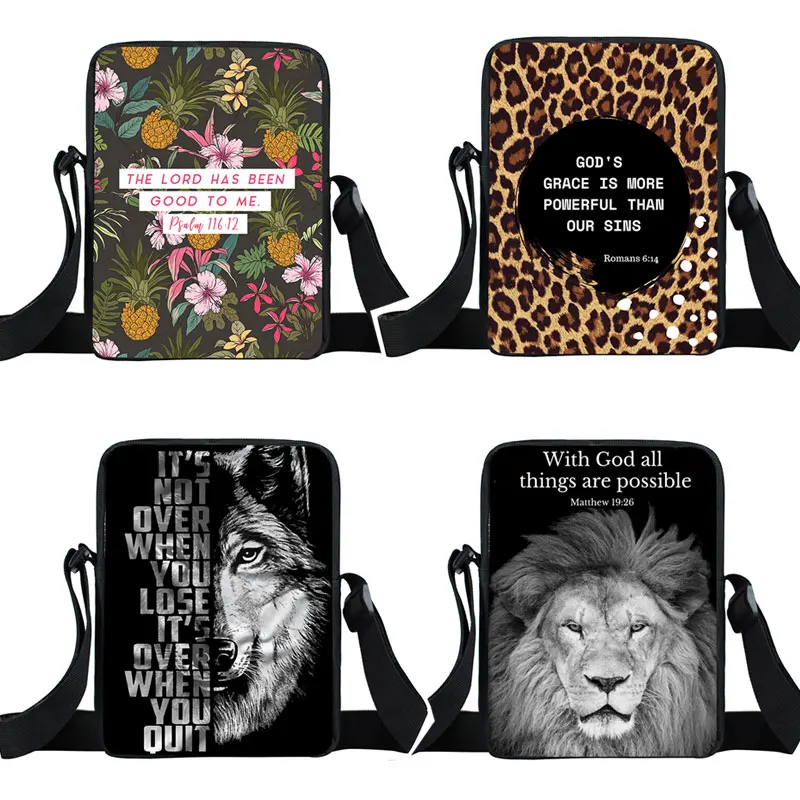 

With God All Things Are Possible Crossbody Bag Christian Bible Verse Messenger Bag Leisure Shoulder Travel Bag Ladies Handbags