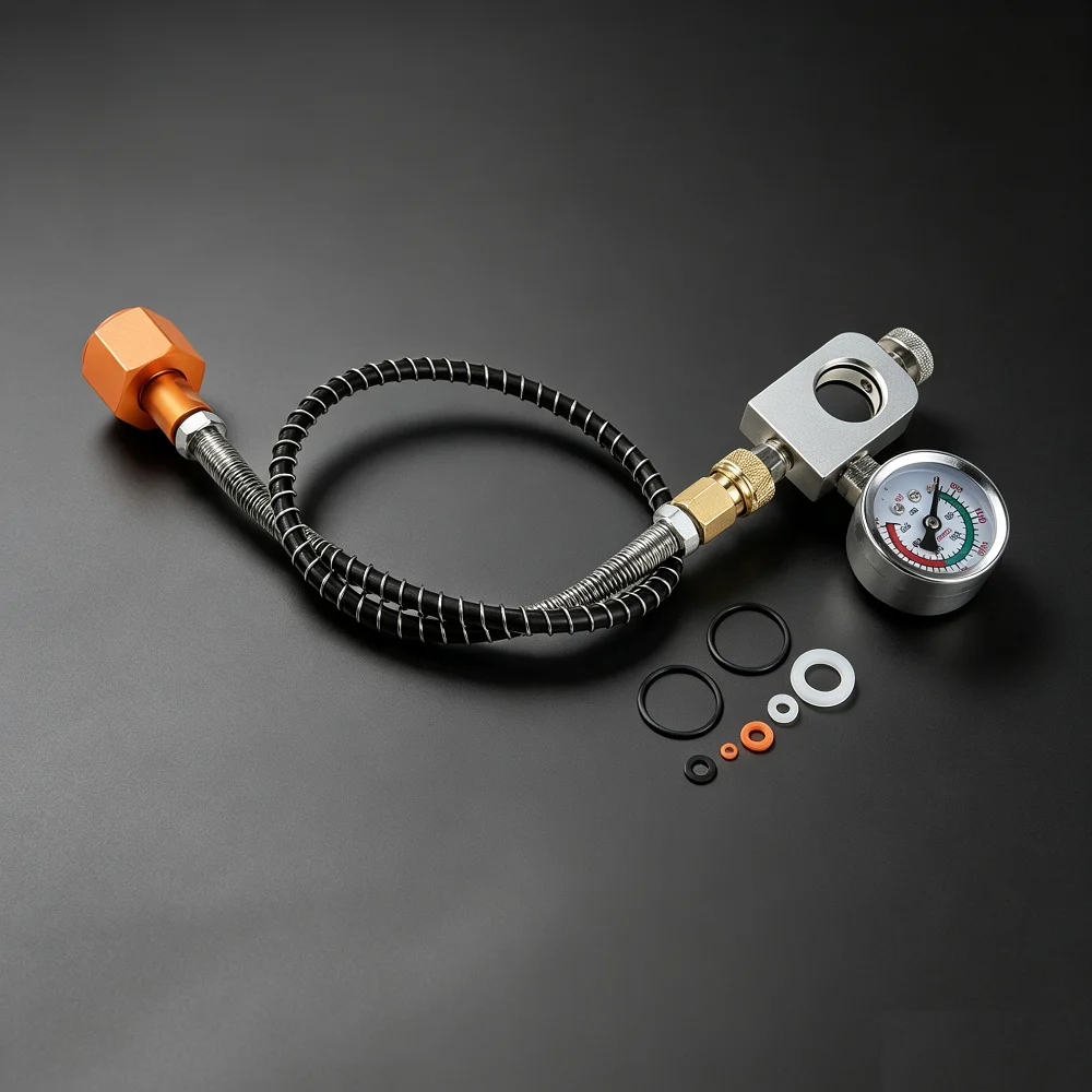 CO2 Adapter High Pressure Hose 3000PSI Pressure Gauge for Sodastream Duo/Art/Terra Refill CO2 Transfer Hose W21.8-14 (DIN477)