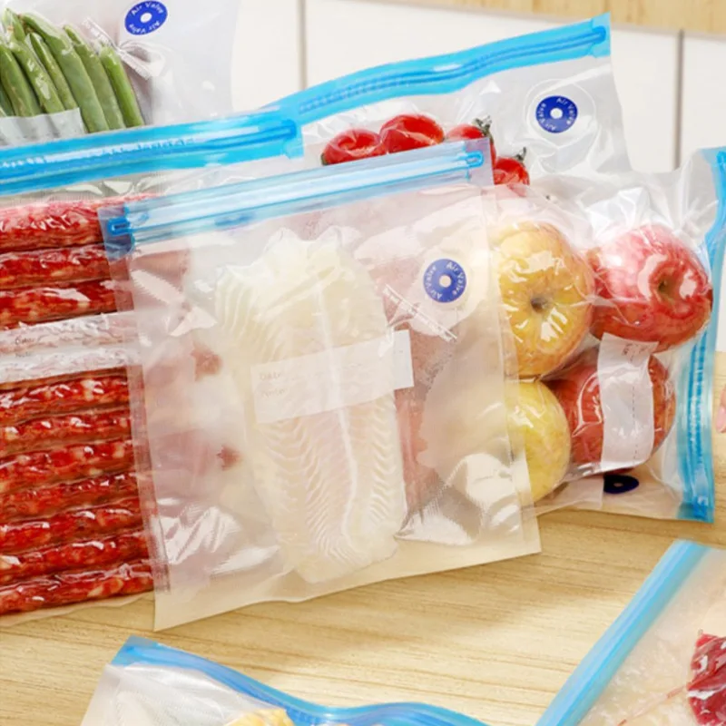 Food Grade Freshness Slide Lock Bags Zip Lock Household Bags Seal Meat Vegetables and Fruits Grocery Bags Storage Self-sealing b