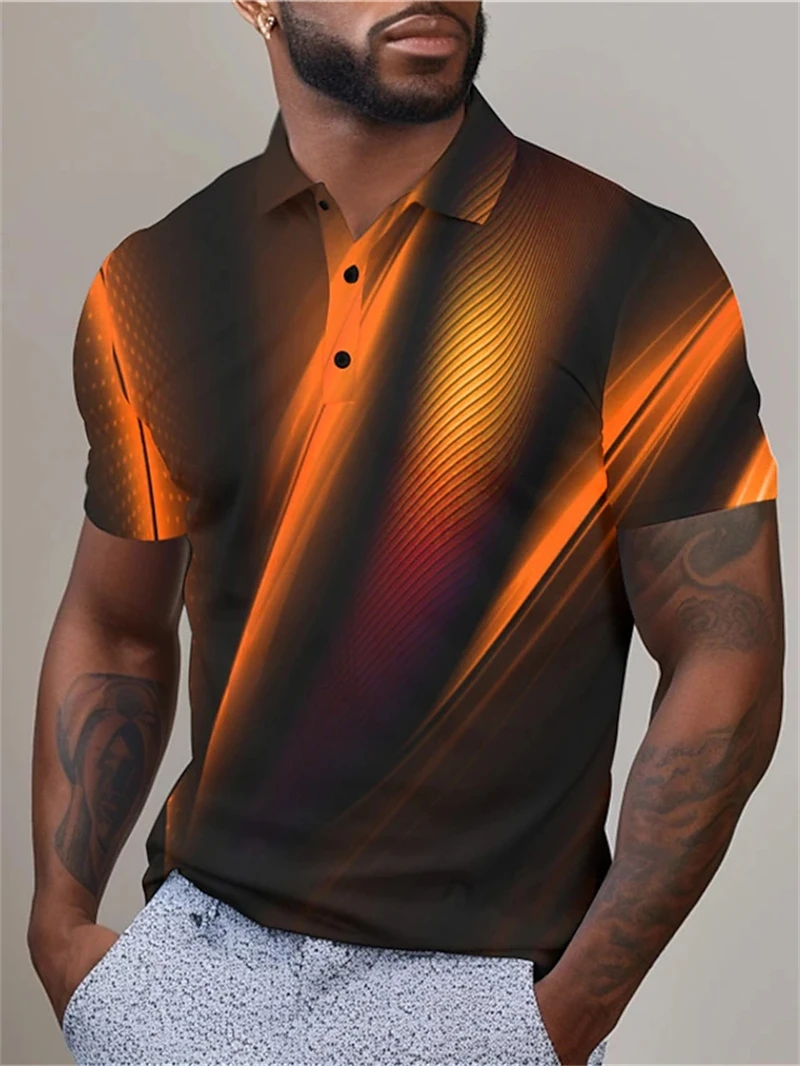 New Summer Men's Collar Polo Shirt Golf Optical Illusion 3d Printed Street Short Sleeve Print Clothing Designer Breathable Shirt