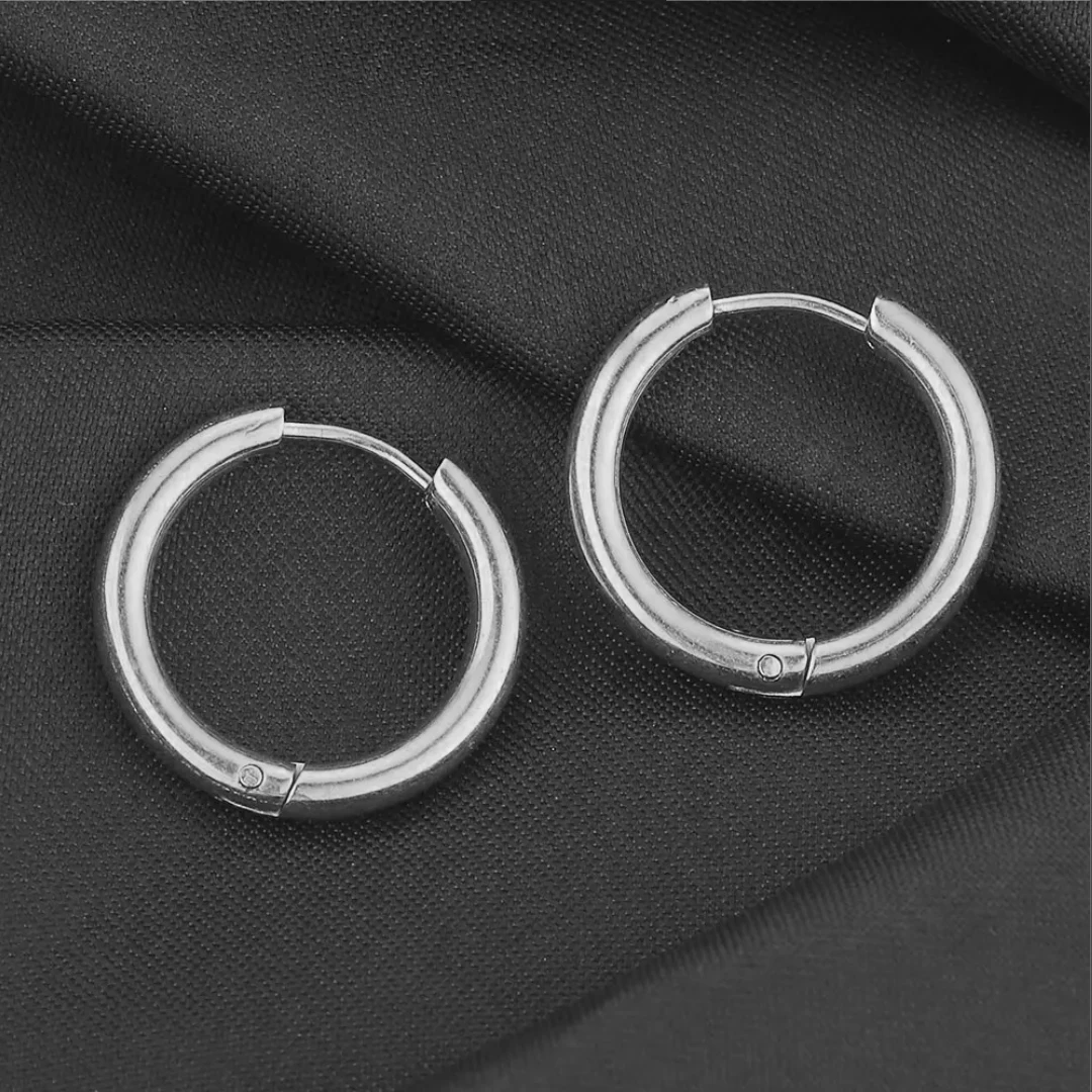 6pcs Stainless Steel Hoop Earrings Unisex Punk Easy Fashion Steel Color Jewelry Piercing Accessories 0.25cm Wide