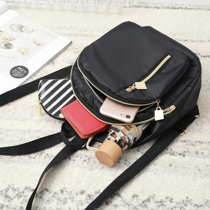 Women\'s Nylon Small Backpack Designer Fashion Mini Soft Touch MultiFunction Double Shoulder Package Fashion Leisure Girl Purse