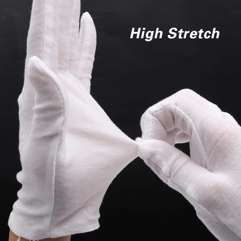 1/5pairs White Cotton Work Gloves for Dry Hands Handling Film SPA Gloves Ceremonial High Stretch Gloves Household Cleaning Tools image 2