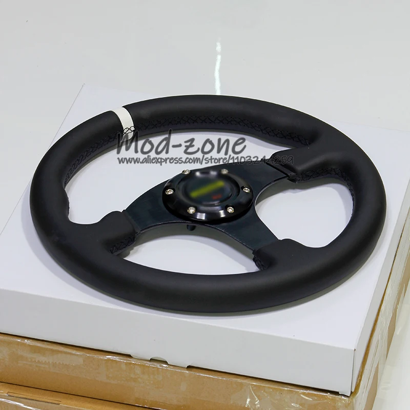 MM 13 Inch 330MM Flat Type Strong Spokes Tight Leather Wrapping Car Interior Accessories Modification Racing Steering Wheel