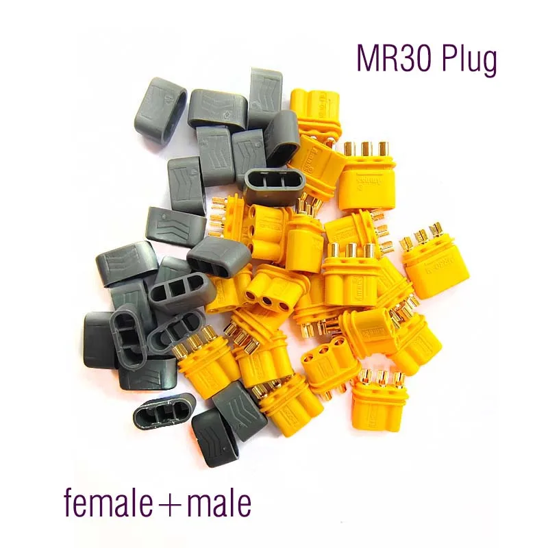 Amass 10/50 Paar XT30 XT30U MR30 MR30PB Stecker Männlich Weiblich Rundstecker Vergoldet Bananenstecker für RC Drone Zubehör – Detail 4