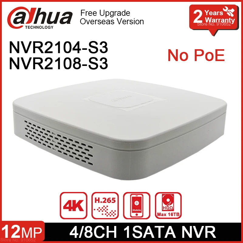 Original Dahua NVR2104-S3 NVR2108-S3 P2P 4CH 8CH NVR 4/8Channels Network Video Recorder For Camera Security Protection System