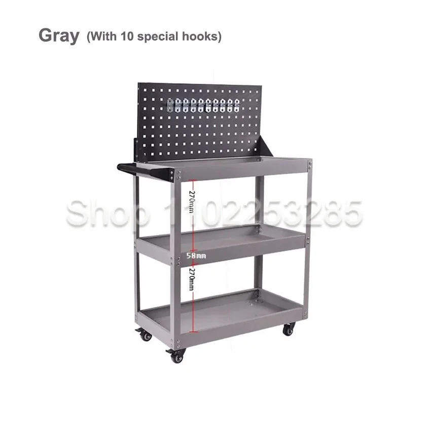 Mechanical Workshop Tools with Wheels, Tool Carts 3-layer Mobile Tool Car, Multifunctional and Heavy-duty Auto Repair Parts Car