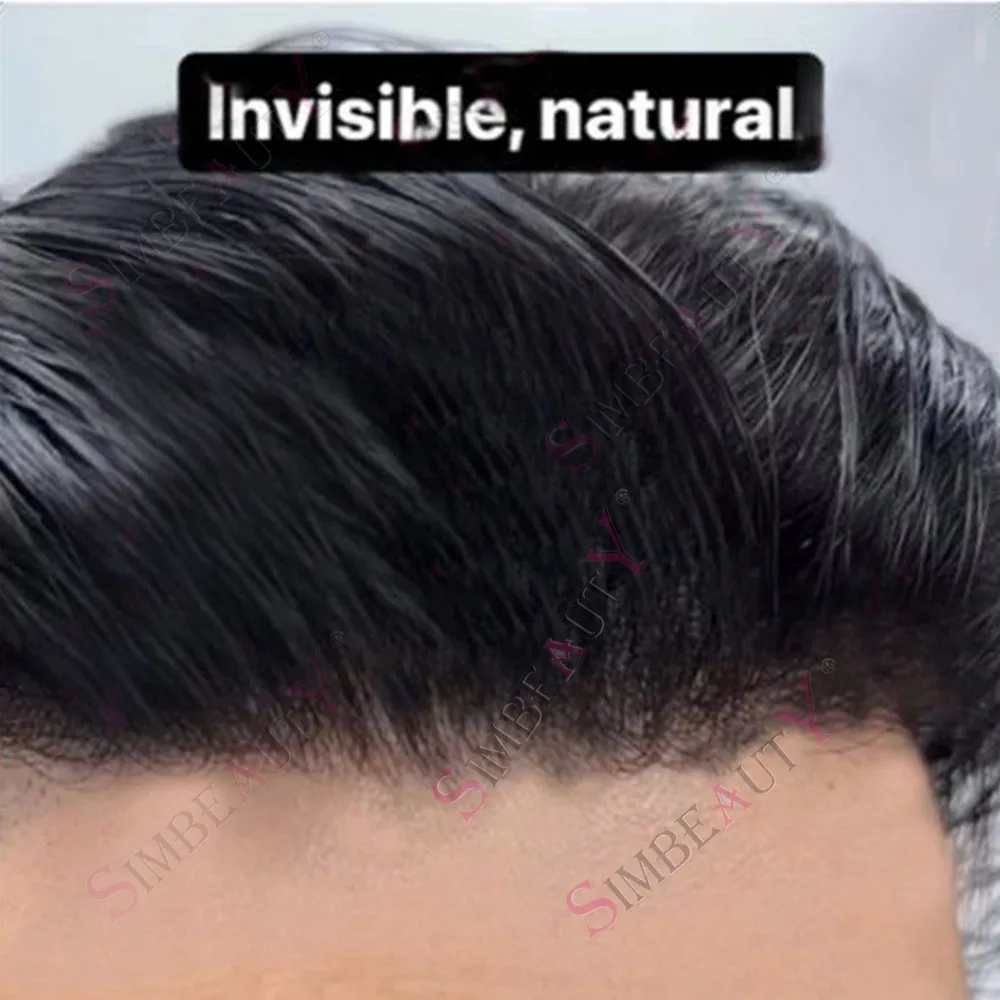 خط شعر طبيعي فائق 0.04 مم، شعر مستعار رقيق للغاية غير قابل للاكتشاف للرجال 1b20 520 # # 380 شعر بشري صناعي 100% باللون الأسود والرمادي #1