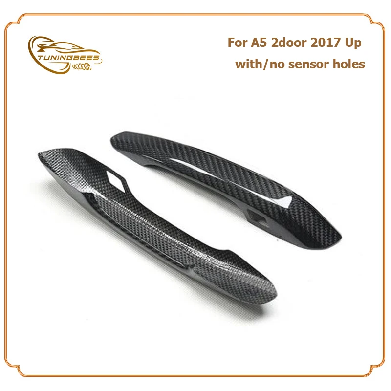 Full Real Dry Carbon Fiber Door Handle Cover Trim Sticker for Audi A5 2Door 17 18 19 20 21 22 with/No Remote Keyholeseyholes