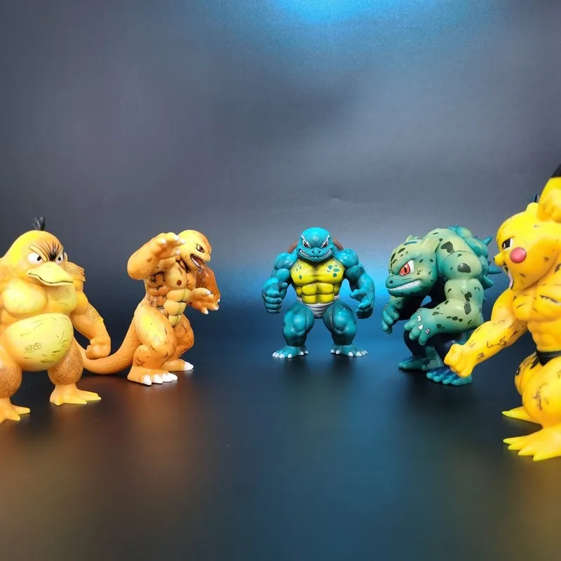 

Anime PokéMon Pikachu Figures Charmander Bulbasaur Squirtle Muscle Berserker Pvc Model Toys For Boys Collection Ornament Gifts