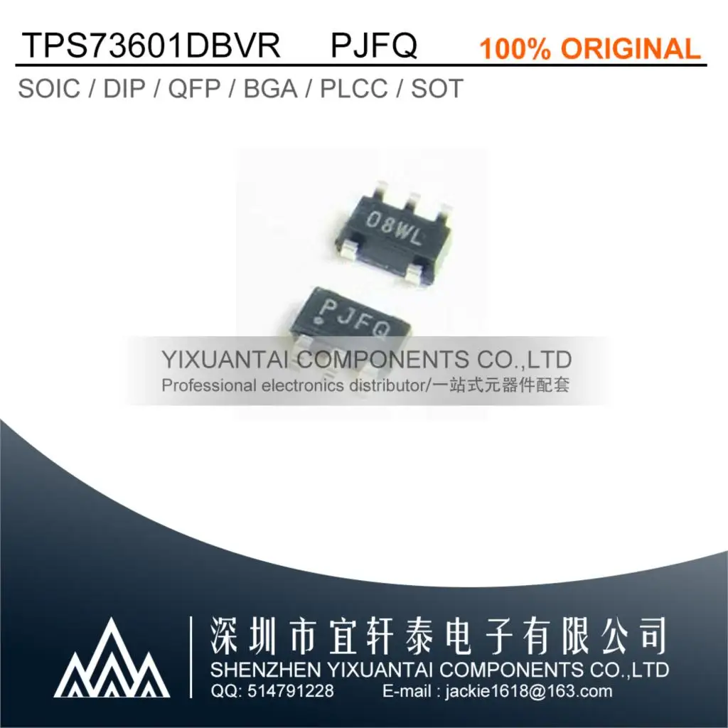 10pcs/Lot    TPS73601DBVR  TPS73601D  TPS73601  Marking:PJFQ IC REG LIN POS ADJ 400MA SOT23-5  New Original