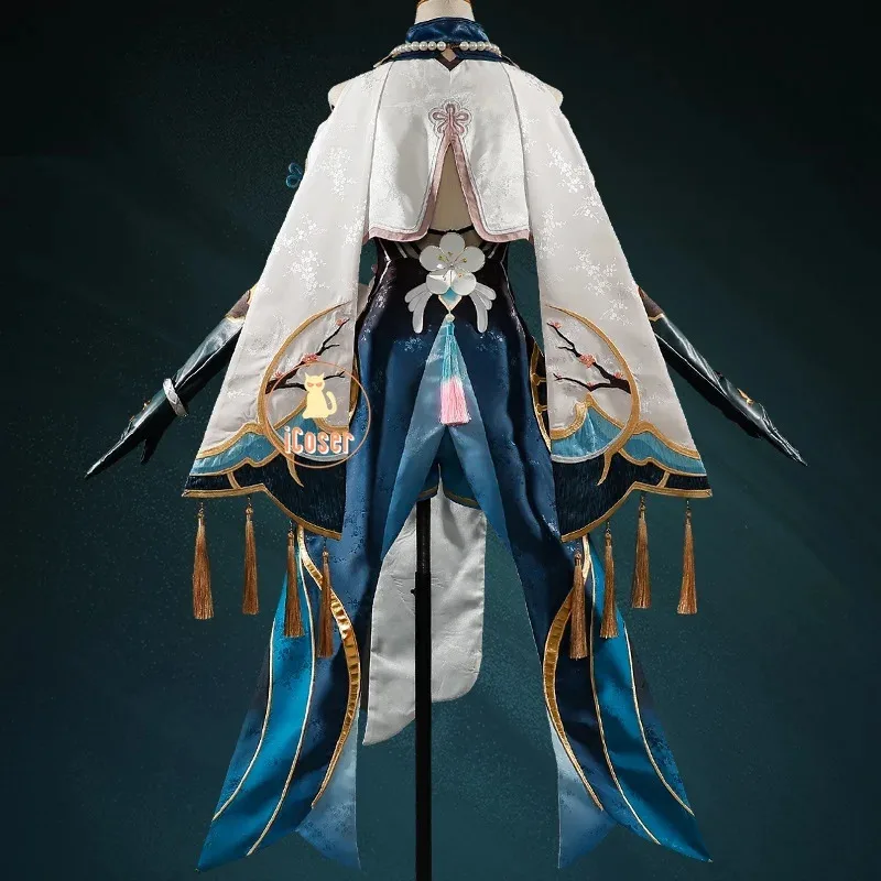 Ruan Mei Cosplay Costume robe perruque Honkai Star Rail uniforme boucles d'oreilles chapeaux érudit génie société Halloween fête pour femmes;