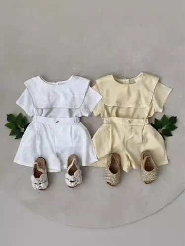 2026 Summer New Baby Short Sleeve Clothes Set Infant Girl Cotton Large Lapel T Shirts + Shorts 2pcs Suit Toddler Casual Outfits - Image 4