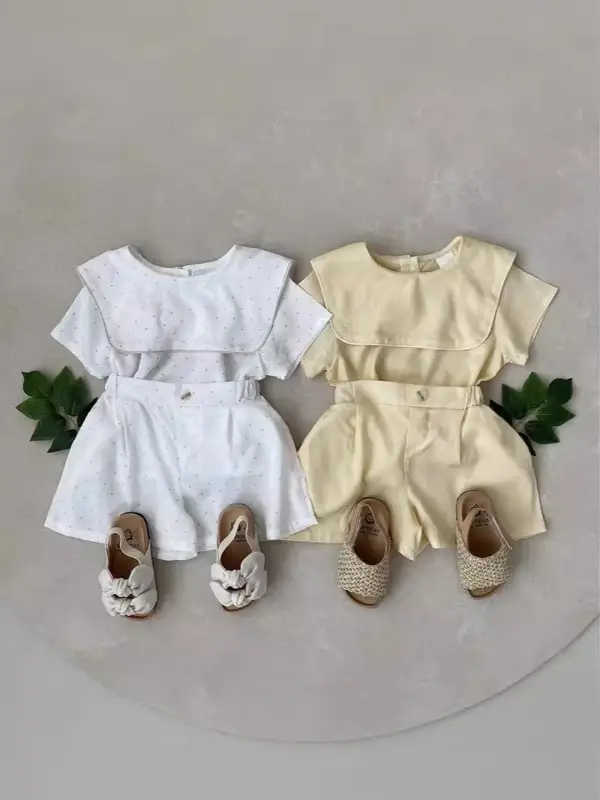 2026 Summer New Baby Short Sleeve Clothes Set Infant Girl Cotton Large Lapel T Shirts + Shorts 2pcs Suit Toddler Casual Outfits - Image 4